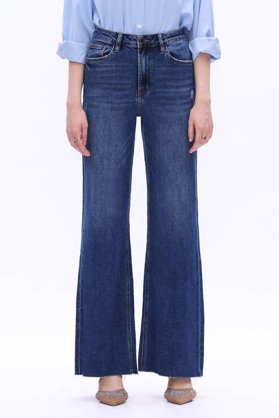 NEW BAYEAS women's bella wide leg jean in dark blue
